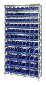 CHROME WIRE SHELVING UNITS WITH SHELF BINS - HWR12-101-B