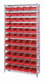CHROME WIRE SHELVING UNITS WITH SHELF BINS - HWR12-102-R