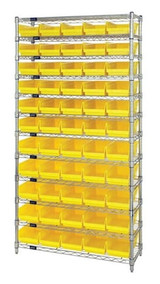 CHROME WIRE SHELVING UNITS WITH SHELF BINS - HWR12-102-Y