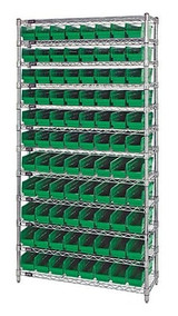 CHROME WIRE SHELVING UNITS WITH SHELF BINS - HWR12-101-G