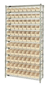 CHROME WIRE SHELVING UNITS WITH SHELF BINS - HWR12-103-I