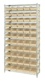 CHROME WIRE SHELVING UNITS WITH SHELF BINS - HWR12-104-I