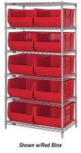 CHROME WIRE SHELVING UNITS WITH HULK CONTAINERS - HWR6-954-B