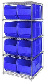 CHROME WIRE SHELVING UNITS WITH HULK CONTAINERS - HWR5-993-B