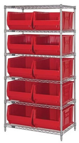 CHROME WIRE SHELVING UNITS WITH HULK CONTAINERS - HWR6-954-R