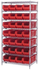 CHROME WIRE SHELVING UNITS WITH HULK CONTAINERS - HWR8-970-R
