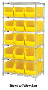 CHROME WIRE SHELVING UNITS WITH HULK CONTAINERS - HWR6-973-R