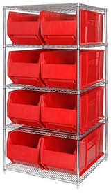 CHROME WIRE SHELVING UNITS WITH HULK CONTAINERS - HWR5-997-R