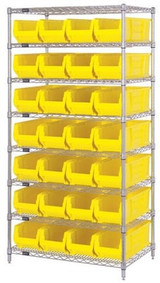 CHROME WIRE SHELVING UNITS WITH HULK CONTAINERS - HWR8-950-Y