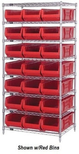 CHROME WIRE SHELVING UNITS WITH HULK CONTAINERS - HWR8-952-Y