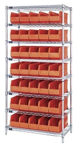 WIRE SHELVING SYSTEMS WITH STACKABLE SHELF BINS - HWR8-461