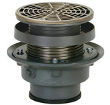 3 in. Push Joint Cast Iron Floor Drain Assembly with 6-1/2 in. Round Nickel Bronze Grate and Ring and Strainer
