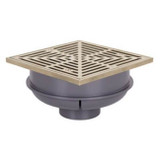 Tomahawk QuadDrain™ 841-2ASQ Floor Drain With Ring and Strainer, 2 in Outlet, Hub Connection, 6-1/2 in, ABS Drain, Domestic
