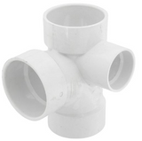 PVC DWV 90 Degree Sanitary Tee w/ 2" Right Side Inlet (S x H x H)