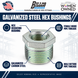 Billco Galvanized Steel Hex Bushings feature graphic