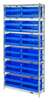 Chrome Wire Shelving Units With Ultra Bins - HWR7-245-B