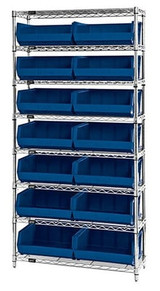 Chrome Wire Shelving Units With Ultra Bins - HWR8-250-B