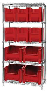 Chrome Wire Shelving Units With Giant Hopper Bins - HWR5-600800-R