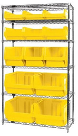 Chrome Wire Shelving Units With Magnum Bins - HWR6-13-MIX-Y