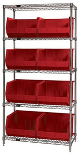Chrome Wire Shelving Units With Ultra Bins - HWR5-270-R