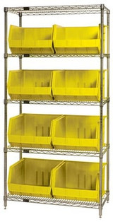 Chrome Wire Shelving Units With Ultra Bins - HWR5-270-Y