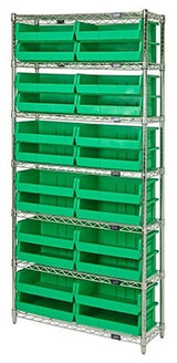 Chrome Wire Shelving Units With Ultra Bins - HWR7-245-G