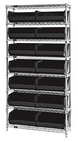 Chrome Wire Shelving Units With Ultra Bins - HWR8-250-BK