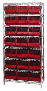 Chrome Wire Shelving Units With Ultra Bins - HWR8-255-R