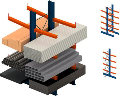 Space Plus Usa Cantilever Racking Double Side Units - HCRS-SU144X48X48-D