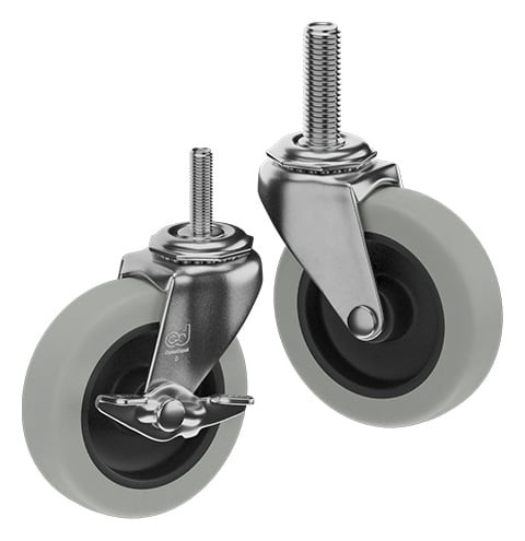 Casterdepot Threaded Stem Casters - Thermo-Rubber Wheel - Capacities Up To 110 Lbs.