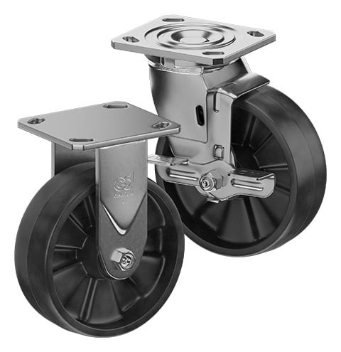 Casterdepot Top Plate Casters - Glass-Filled Nylon Wheel- Capacities Up To 1250 Lbs.