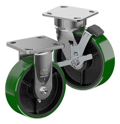 Casterdepot Top Plate Casters - Poly On Cast Iron Wheel - Capacities Up To 3500 Lbs.