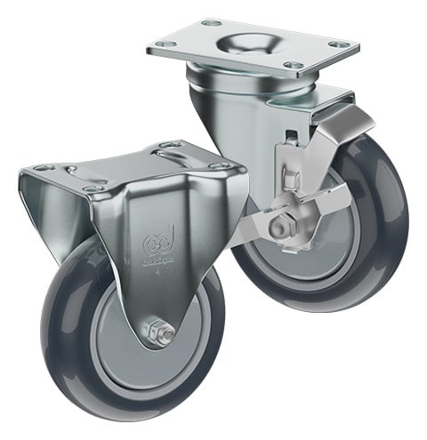 Casterdepot Top Plate Casters - Thermo-Urethane Wheel - Capacities Up To 350 Lbs.