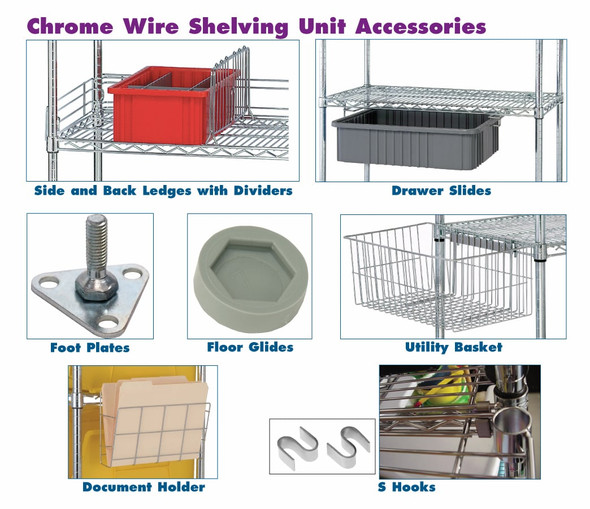 Chrome Wire Shelving Unit Accessories