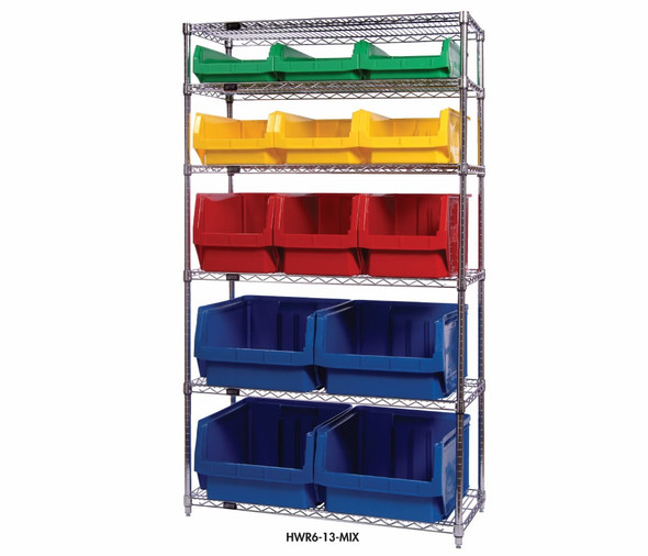 Chrome Wire Shelving Units With Magnum Bins