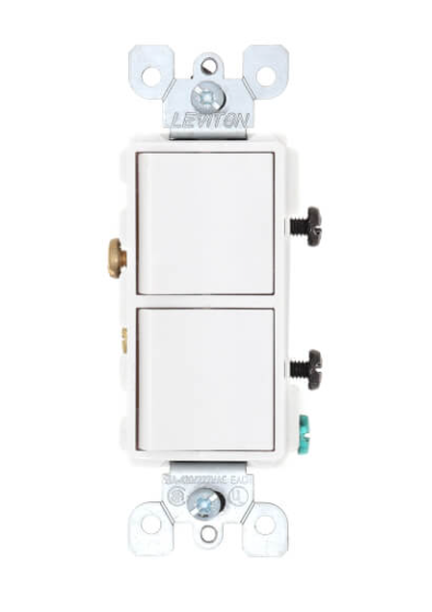 White Single-Pole Double Rocker Decora Light Switch