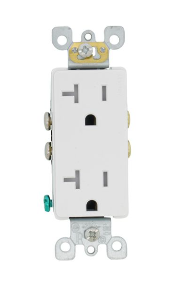 White 20A Decora Tamper-Resistant Duplex Outlet