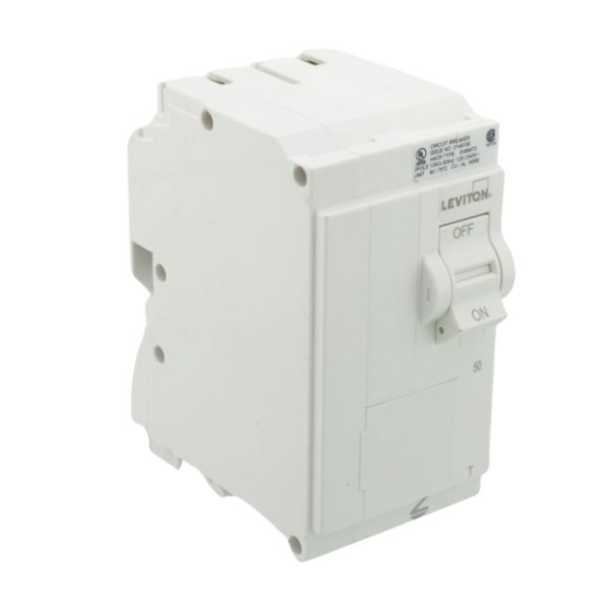 White 50A 2-Pole Standard Thermal Magnetic Branch Circuit Breaker