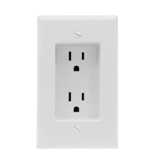 White 125V 1-Gang Recessed Duplex Receptacle
