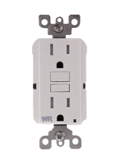 White 15A Slim Tamper Weather GFCI Receptacle 125V