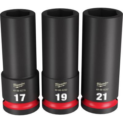 Milwaukee Tool 3PC SHOCKWAVE Impact Duty 1/2" Drive Metric Deep 6 Point Socket Set