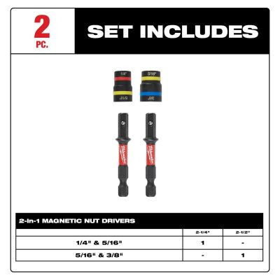 Milwaukee Tool SHOCKWAVE Impact Duty QUIK-CLEAR 2-in-1 Magnetic Nut Driver Set 2PC