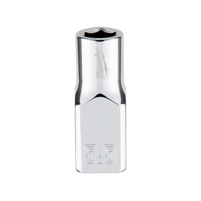 Milwaukee Tool Milwaukee Tool 1/4" Drive 5.5mm Metric Socket with FOUR FLAT Sides, 6-Point, Vanadium Steel, Chrome