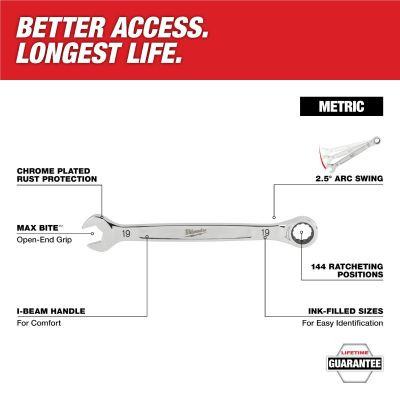 Milwaukee Tool 15 Piece Metric Ratcheting Combination Wrench Set with Tray for PACKOUT Drawers