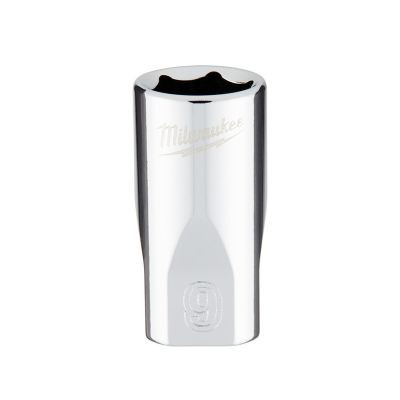Milwaukee Tool Milwaukee Tool 1/4" Drive 9mm Metric Socket with FOUR FLAT Sides, 6-Point, Vanadium Steel, Chrome