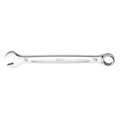 Milwaukee Tool 7/8" SAE Combination Wrench, 12-Point, Steel, Chrome, Ergonomic, I-Beam Handle