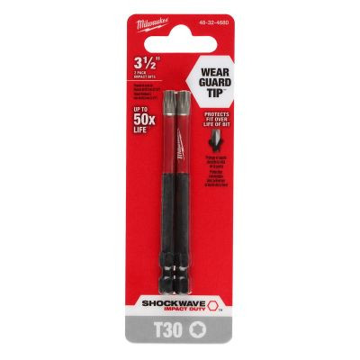 Milwaukee Tool SHOCKWAVE Impact Duty 3-1/2" T30 Bit 2PK