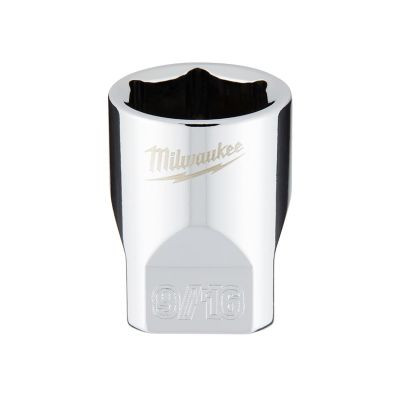 Milwaukee Tool 1/4" Drive 9/16" SAE 6-Point Socket with FOUR FLAT Sides, Vanadium Steel, Chrome