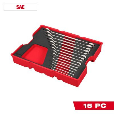 Milwaukee Tool 15 Piece SAE Combination Wrench Set with Tray for PACKOUT Drawers