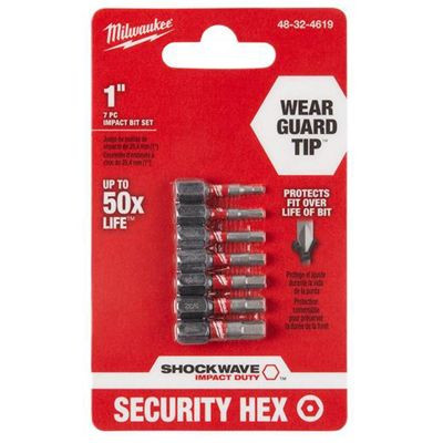 Milwaukee Tool SHOCKWAVE Hex Security Insert Bit Set - 7PC